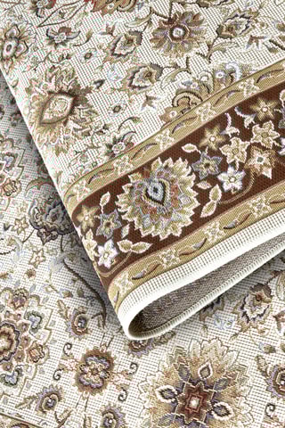 Alfombra - Blanco y marrón - 160 x 235 cm