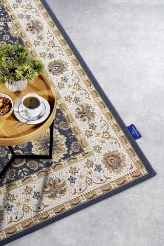 Alfombra - Azul pato y blanco - 160 x 235 cm