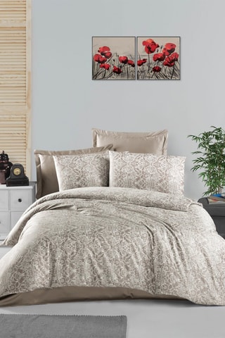 Juego de nórdico de satén de algodón 210 hilos/cm² Capuccino - Marrón glacé