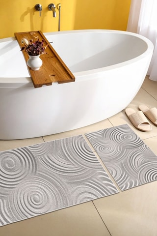 2 alfombras de baño - Gris oscuro - 50 x 60/60 x 100 cm