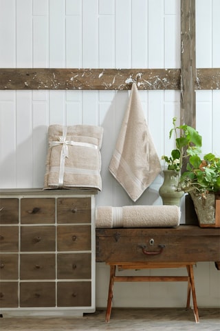 Toalla de tocador y toalla de baño - Beige - 50 x 70 / 90 x 160 cm