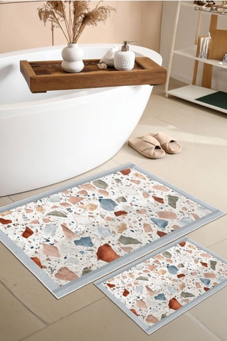 2 alfombras de baño - Blanco - 50 x 60/60 x 100 cm