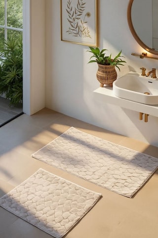 2 alfombras de baño Rabbit - Beige - 60 x 100 cm y 50 x 60 cm