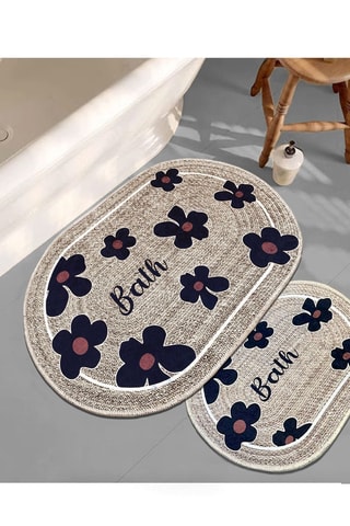 2 alfombras de baño - Beige - 60 x 100 y 50 x 60 cm