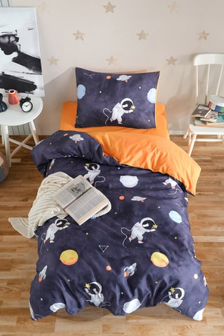 Juego de nórdico de algodón y poliéster 47 hilos/cm² - Azul oscuro