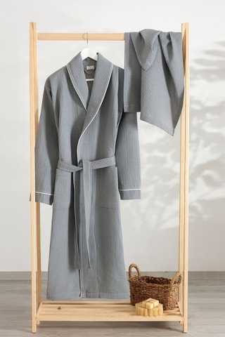 Albornoz de baño y toalla de mano - Gris