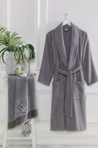 Albornoz de baño y toalla de mano - Antracita