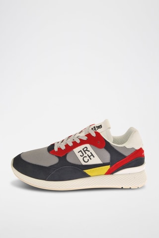 Zapatillas de nobuk - Azul marino y rojo