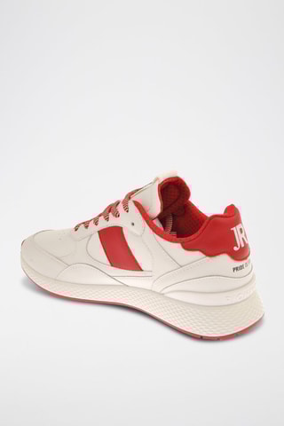 Zapatillas de piel - Blanco y rojo