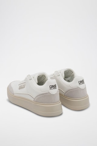 Zapatillas de piel con plataforma - Blanco y topo
