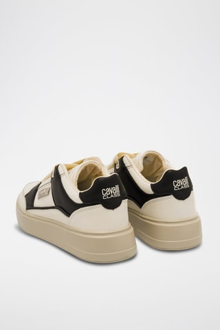 Zapatillas de piel con plataforma - Beige y negro