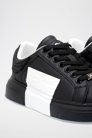 Zapatillas de piel - Negro y blanco