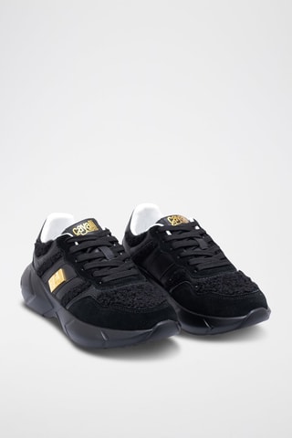 Zapatillas de nobuk - Negro y dorado