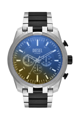 Orologio al quarzo in pelle e acciaio - Cronografo - Nero e argentato