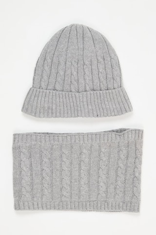 Bonnet et snood - Gris chiné