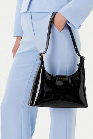 Sac porté épaule en cuir verni Hobo - Noir