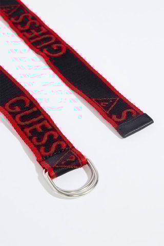 Ceinture à double boucle en cuir - Rouge