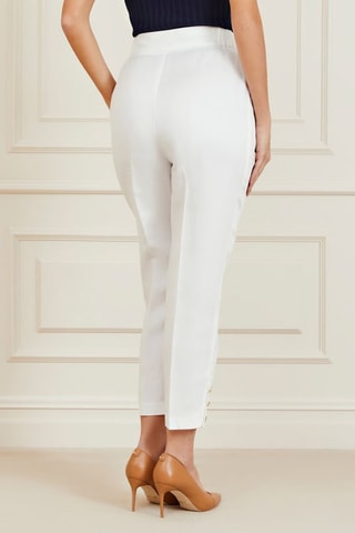 Pantalon relaxed 7/8 en lin taille haute - Blanc