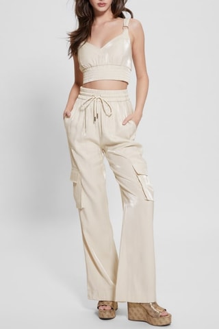 Pantalon cargo taille haute - Beige