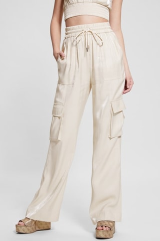 Pantalon cargo taille haute - Beige