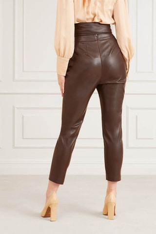 Pantalon regular 7/8 taille haute - Marron foncé