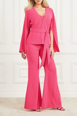 Pantalon wide legs taille haute - Fuchsia