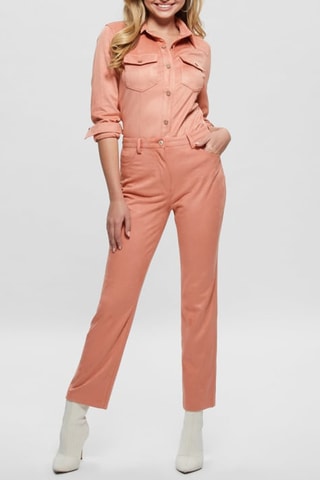 Pantalon regular taille haute - Rose