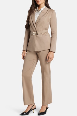 Pantalon straight en soie Shayla - Taupe