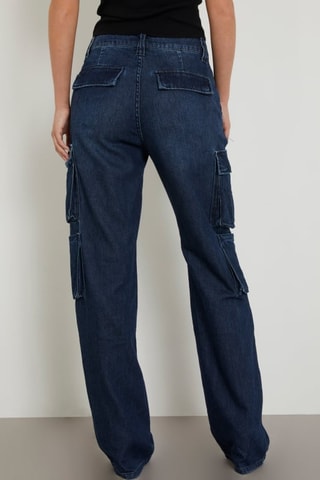 Jean cargo taille haute Kori - Bleu nuit