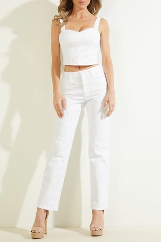 Jean wide legs taille haute Blanc