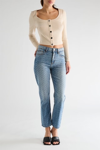 Jean straight taille haute - Ciel