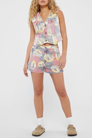 Veste sans manches en jean - Gris et rose foncé