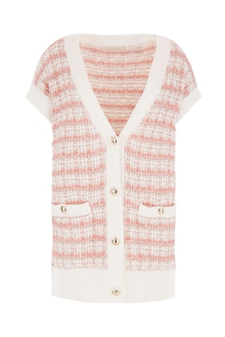 Veste sans manches en tweed Amy - Orange et blanc