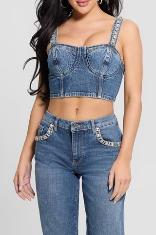 Crop top en jean Kety - Bleu clair
