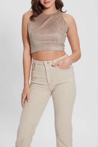 Crop top en velours - Marron