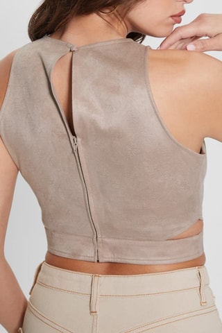 Crop top en velours - Marron