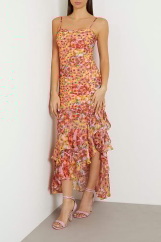 Robe longue - Orange et rouge