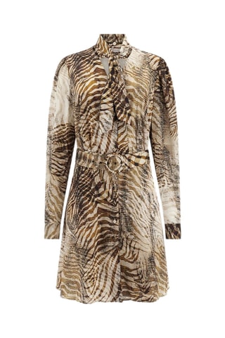 Robe chemise - Marron et écru