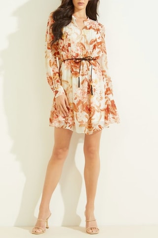 Robe patineuse - Ecru et corail