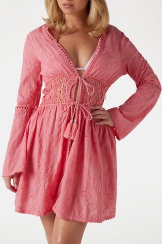 Robe patineuse en broderie anglaise - Corail