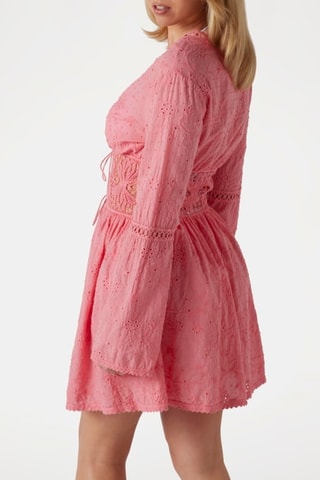 Robe patineuse en broderie anglaise - Corail