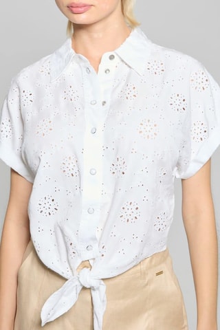 Chemisier noué en broderie anglaise Brigitte - Blanc