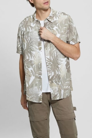Chemise slim Tropical - Gris et ivoire