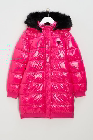 Doudoune longue à capuche - Fuchsia