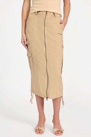 Jupe midi en lin Casey - Beige