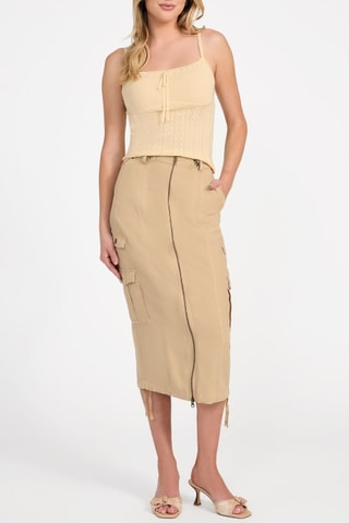 Jupe midi en lin Casey - Beige