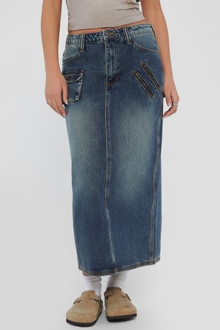 Jupe midi en jean - Bleu marine