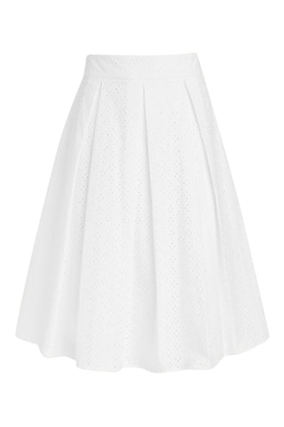 Jupe patineuse en broderie anglaise - Blanc