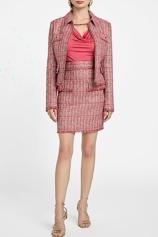 Jupe droite en tweed Claudia - Rose