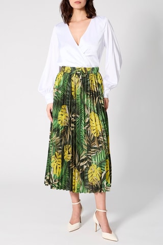 Jupe plissée taille haute - Vert